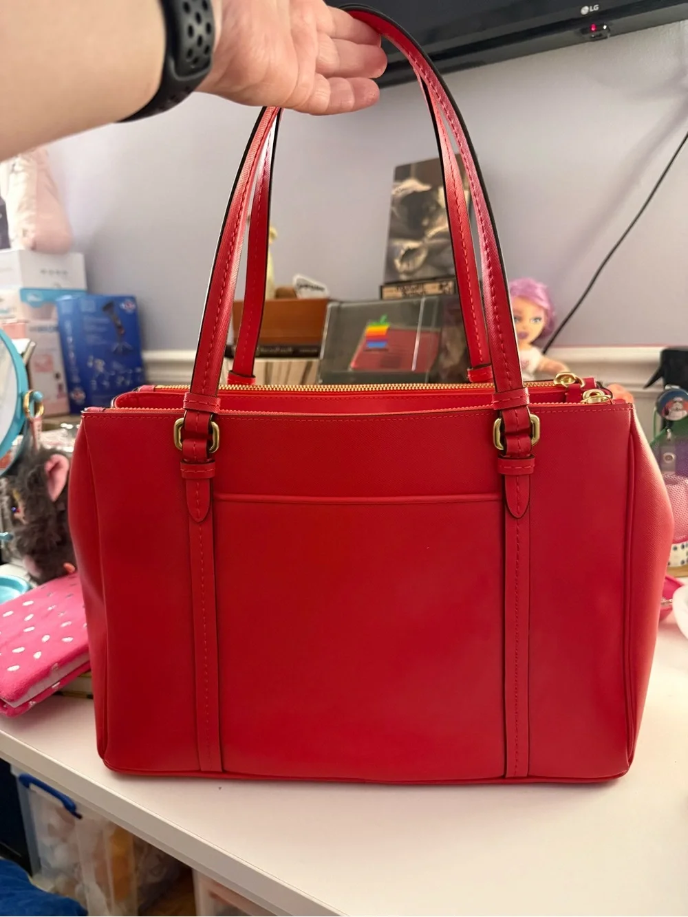 Authentic COACH Peyton Leather Jordan Double Zip Carryall Bag - Picture 2 of 13